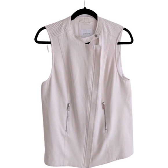 ARITZIA Babaton Redford Beige Cream Moto Zip Up Biker Best Size 4 - Picture 2 of 9